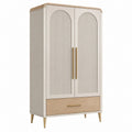 Kleiderschrank 80 x 40 x 180 cm aus Holzwerkstoff in Cremebeige mit 2 Türen und Schublade