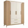 Kleiderschrank 120 x 50 x 190 cm Holzwerkstoff Beige Natur mit 4 Türen und 2 Schubladen