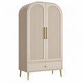 Kleiderschrank 80 x 40 x 180 cm Beige MDF mit 2 Türen und Schublade