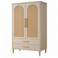 Kleiderschrank 100 x 50 x 180 cm Holzwerkstoff Beige mit Rillentüren und Schubladen