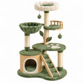 Katzenkratzbaum 70 x 50 x 160 cm Grün Beige aus Plüsch Sisal und Holz mit Höhle Leiter und Liegeflächen