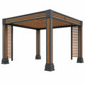 Pergola 300 x 300 x 230 cm Metall Holz Anthrazit Naturholz Lamellendach