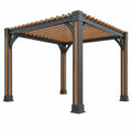 Pergola 300 x 300 cm aus Metall und Holz in Schwarz/Natur mit Lamellendach für den Garten