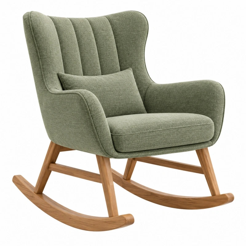 Schaukelstuhl 105 x 75 x 95 cm aus Textil und Holz Grün für Wohnzimmer im Retro-Stil