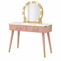 Schminktisch 100 x 40 x 140 cm MDF Rosa mit Spiegelbeleuchtung und zwei Schubladen